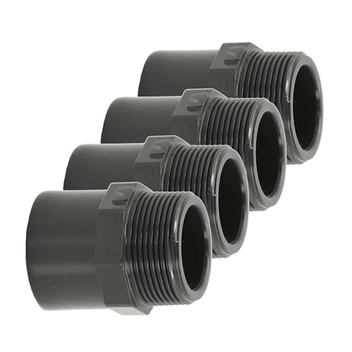 HAF® 4X PVC Fittings Übergangsnippel mit 40/50mm x 1 1/2" Außengewinde | Übergangsmuffe aus grauem PVC-U für Rohr, Rohrleitungen oder Poolverrohrung | Qualität: Made in Europe - Menge: 4 Stück von HAF