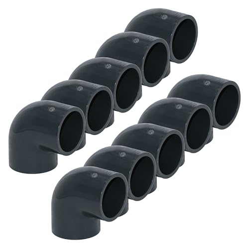 HAF® 10x PVC Fittings Winkel 90° mit 2X 50mm Klebemuffe - Winkelverbinder aus grauem PVC-U für Rohranschlüsse, Poolverrohrungen und vieles mehr... Qualität: Made in Europe. Menge: 10 Stück von HAF