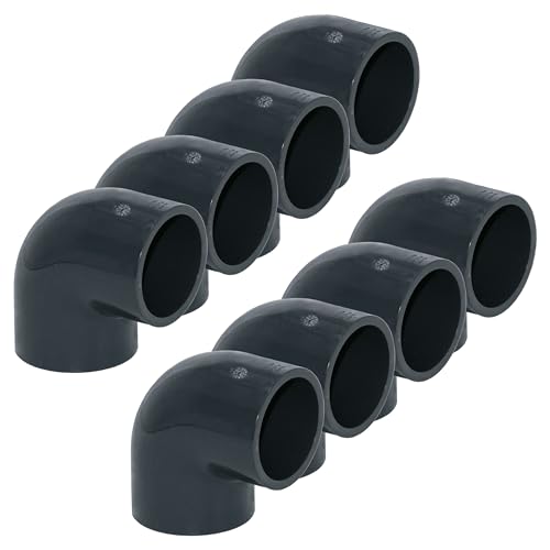 HAF® 8X PVC Fittings Winkel 90° mit 2X 50mm Klebemuffe - Winkelverbinder aus grauem PVC-U für Rohranschlüsse, Poolverrohrungen und vieles mehr... Qualität: Made in Europe. Menge: 8 Stück von HAF