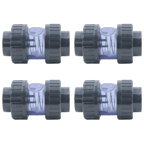 HAF® 4X PVC Rückschlagventil Transparent mit 2X 50mm Klebemuffe | Federbelastet | Kegelrückschlagventil aus grauem PVC-U für sämtliche Rohrleitungen | Qualität: Made in Europe - Menge: 4 Stück von HAF