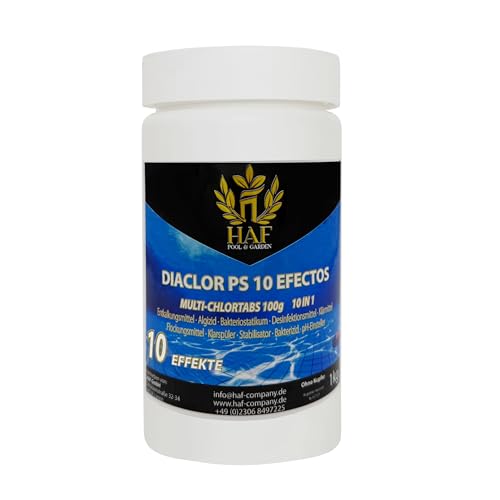HAF® Pool 1 kg Chlor Multitabs 10 in 1 | Multi Chlortabletten 100g mit 10 Funktionen zur Pflege & Reinigung für dauerhaft kristallklares Poolwasser - Qualität: Made in Europe - Menge: 1 x 1 kg von HAF