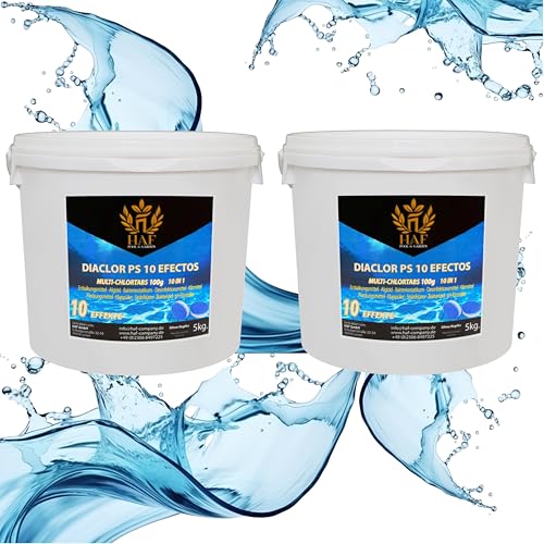 HAF® Pool 10 kg Chlor Multitabs 10 in 1 | Multi Chlortabletten 100g mit 10 Funktionen zur Pflege & Reinigung für dauerhaft kristallklares Poolwasser - Qualität: Made in Europe - Menge: 2 x 5 kg von HAF