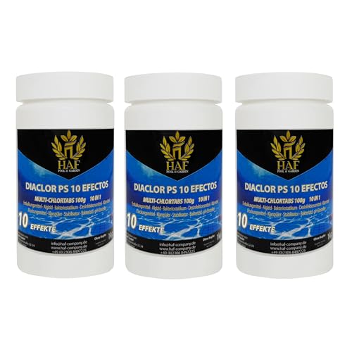 HAF® Pool 3 kg Chlor Multitabs 10 in 1 | Multi Chlortabletten 100g mit 10 Funktionen zur Pflege & Reinigung für dauerhaft kristallklares Poolwasser - Qualität: Made in Europe - Menge: 3 x 1 kg von HAF