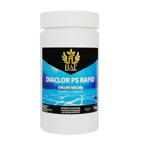 HAF® Schnellösliche Chlortabletten 20g mit hohem Aktivchlor Gehalt, Chlortabs 20g, 1 kg - S-Tabletten für Desinfektion von Schwimmbad & Whirlpool - Qualität: Made in Europe - Menge: 1 x 1 kg von HAF