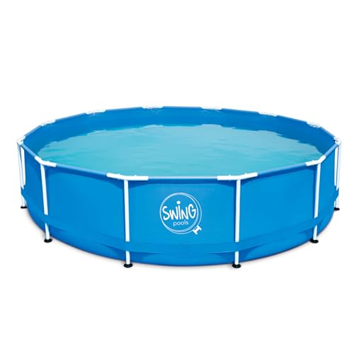 HAF® Swing Metal Frame Pool in blau mit den Maßen 305 x 76 cm | ca. 4.500 Liter Wasserkapazität | Hochwertiger und Stabiler Swimming Pool | Gartenpool/Aufstellpool ohne Filterpumpe von HAF
