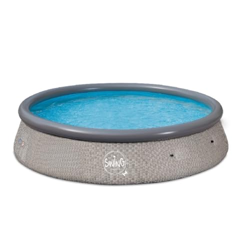 HAF® Swing Quick Up Pool in grau mit den Maßen 366 x 91 cm | ca. 6.700 Liter Wasserkapazität | Selbstaufbauender & selbst tragender Swimming Pool | Gartenpool/Aufstellpool ohne Filterpumpe von HAF