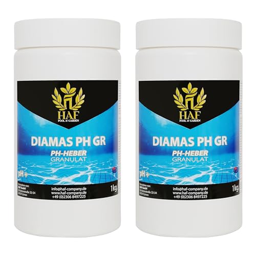 HAF® pH Heber/pH+ (Plus) Granulat 2 kg - Für eine schnelle & zuverlässige Anhebung/Regulierung des pH Werts in Pool & Schwimmbecken - Qualität: Made in Europe - Menge: 2 x 1kg von HAF