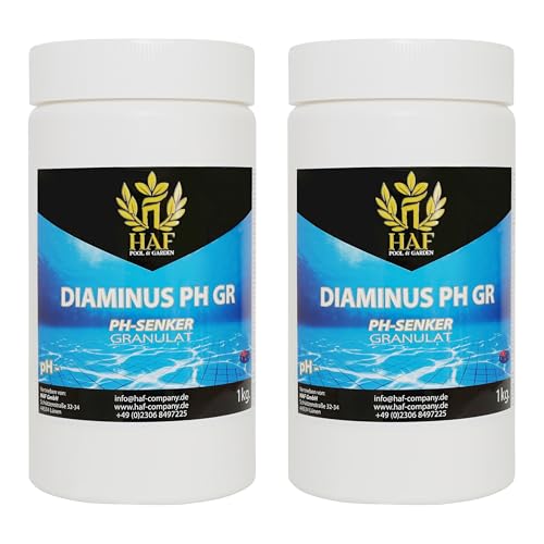 HAF® pH Senker/pH- (Minus) Granulat 2 kg - Für eine schnelle & zuverlässige Senkung/Regulierung des pH Werts in Pool & Schwimmbecken - Qualität: Made in Europe - Menge: 2 x 1 kg von HAF