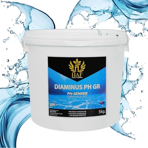 HAF® pH Senker/pH- (Minus) Granulat 5 kg - Für eine schnelle & zuverlässige Senkung/Regulierung des pH Werts in Pool & Schwimmbecken - Qualität: Made in Europe - Menge: 1x 5 kg von HAF