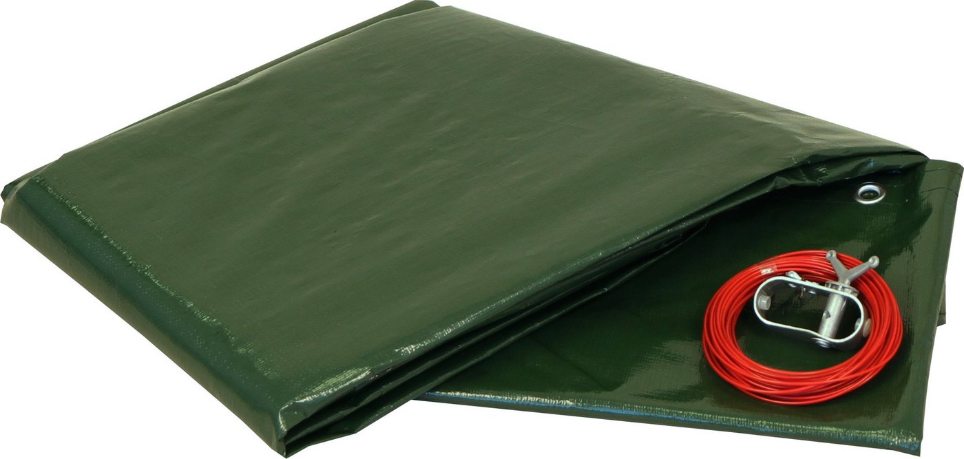 HAF Pool-Abdeckplane Abdeckplane 110 + 180g/m² Oval Achtform Sommer Winter Pool (Poolabdeckung Oval / Achtform, 1-St., in verschiedenen Größen erhältlich), aus verstärktem 110 oder 180g/m² PE Material von HAF