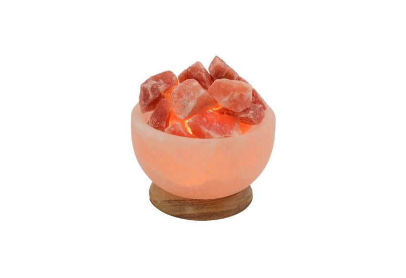 HAF Salzkristall-Tischlampe Salzlampe Salzkristallschale mit Salzkristallen inkl Fassung + Birne, Leuchtmittel wechselbar, Warmweiß/Rosa, Handgefertigt - jeder Stein ein Unikat von HAF