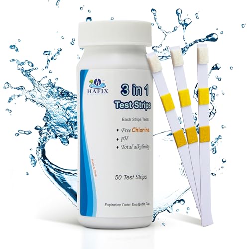 HAFIX® 3in1 pH-Teststreifen Pool Tester pH & Chlor, Pooltester. pH Messgerät Pool. Wassertester, pH-Wert 50 Teststreifen, pH Test, Pooltester Gesamtalkalität. Pool Teststreifen für sauberes Wasser. von HAFIX