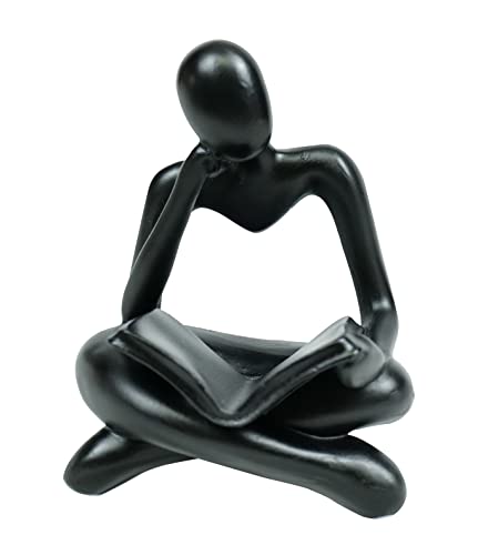 Thinker Statue Lesen Frauen Figur Abstrakte Kunst Skulptur Wohnkultur Moderne Schwarze Dekor Akzente Denker Statuen für Wohnzimmer Regale Bücherregal Büro Regal Desktop Dekor Figuren Dekoration von HAFKOIS