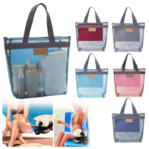 2 Stück Duschtasche Mesh mit Reißverschluss,Extra Große Badezimmer, Organizer für Studentenwohnheim & Strand,Atmungsaktive, Sandfeste Tragetasche, Perfekt für Urlaub & Schwimmbad (A Blue) von HAFNFUE