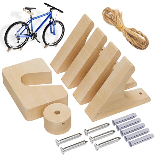 Fahrrad Wandhalterung, Holz Fahrradhalterung Wand mit 50 KG Tragkraft, Fahrrad Aufhängung für Rennrad, Mountainbike, Hybrid, Tandem von HAFOEEP