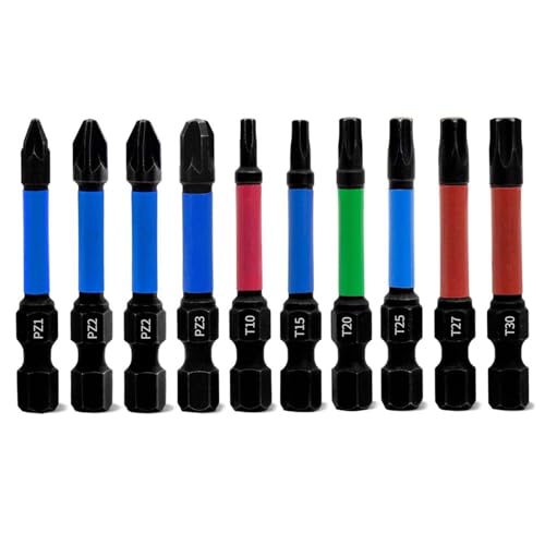 HAFRILY 50mm Torx Bit Set S2-Stahl Bit Set Torx mit 1/4" Sechskantschaft Schraubenschlüssel Det Starkem Magnetische für Schlagschrauber Pozidriv Schrauber (PZ1-PZ3,T10-T30) von HAFRILY