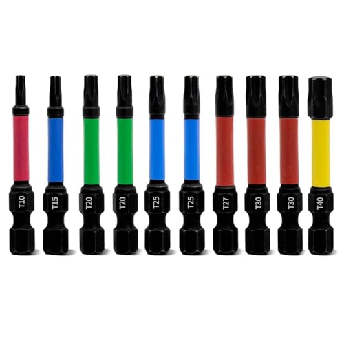 HAFRILY 50mm Torx Bit Set S2-Stahl Bit Set Torx mit 1/4" Sechskantschaft Schraubenschlüssel Det Starkem Magnetische für Schlagschrauber Pozidriv Schrauber (T10-T40) von HAFRILY