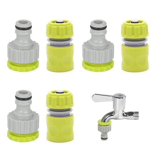 HAFRILY 6PCS Schlauchanschluss für 1/2 Zoll Schlauchanschluss und 3/4 Zoll Schlauchanschluss Schlauchverbinder für Garten Wasserhahn Schnellkupplung Gartenschlauch Anschluss von HAFRILY