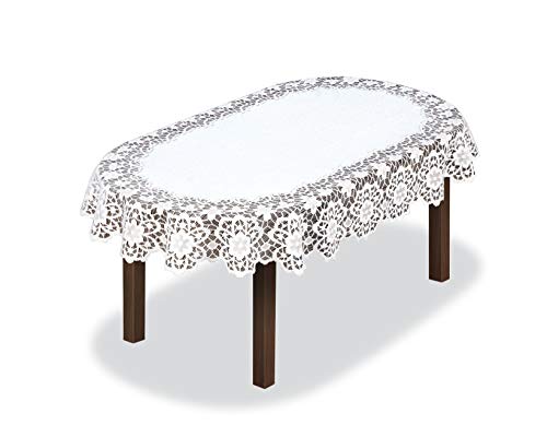 HAFT Oval Tischdecke Tischläufer Spitze Weiß Tischdecke mit Stickerei von HAFT