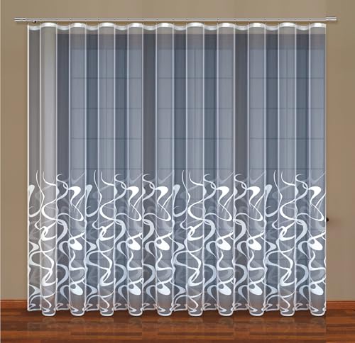 HAFT Gardine; Store; Vorhang transparent, elegant weiß, Kräuselband (250x 500 cm) von HAFT