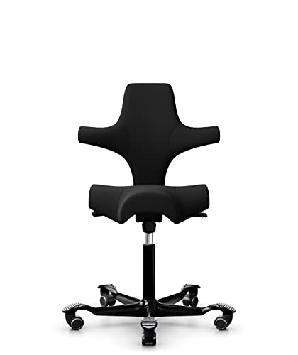 HAG Capisco 8106 Stoff Xtreme Bürodrehstuhl - Standard Gasfeder 200 mm - Sitzhöhe 47-65,5 cm - weiche Rollen (Schwarz, Xtreme - EXR009 Polster Schwarz) von HAG