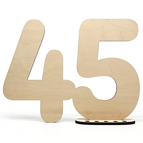 Gästebuch Holz Deko Schild Zahl 45 - zum selbst beschriften als Geschenk mit Ständer und Geburtstagskerzenhalter - für 45 Geburtstag Deko, 45 Jahre Jubiläum oder Hochzeit Gästebuch Holz Deko Schild Zahl 45 - zum selbst beschriften als Geschenk mit Ständer und Geburtstagskerzenhalter - für 45 Geburtstag Deko, 45 Jahre Jubiläum oder Hochzeit von HAGEFOL