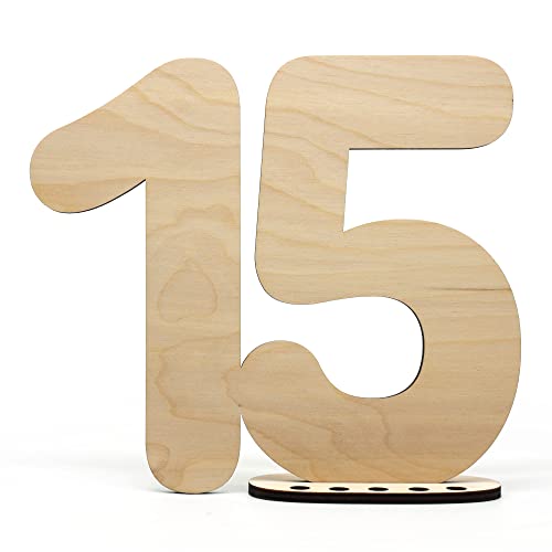 Gästebuch Holz Schild Zahl 15 - Geschenkidee, Glückwunschkarte zum beschriften, als Geschenk mit Ständer für Geldgeschenke - Deko Geschenk zum 15. Geburtstag, 15 Jahre Jubiläum oder Hochzeit von HAGEFOL