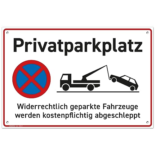 HAGEFOL® Privatparklplatz Schild (30x20 cm, groß), mit 4 Bohrlöchern, Parkplatzschild für Privatparkplatz, Einfahrt freihalten Schilder von HAGEFOL