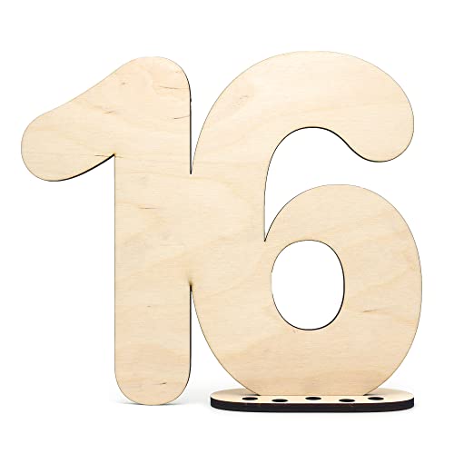 HAGEFOL Gästebuch Holz Deko Schild Zahl 16 - zum selbst beschriften als Geschenk mit Ständer und Geburtstagskerzenhalter - für 16 Geburtstag Deko, 16 Jahre Jubiläum oder Hochzeit HAGEFOL Gästebuch Holz Deko Schild Zahl 16 - zum selbst beschriften als Geschenk mit Ständer und Geburtstagskerzenhalter - für 16 Geburtstag Deko, 16 Jahre Jubiläum oder Hochzeit von HAGEFOL
