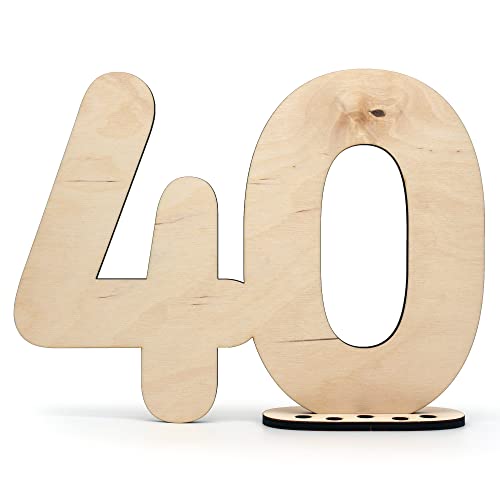 HAGEFOL Gästebuch Holz Deko Schild Zahl 40 - zum selbst beschriften als Geschenk mit Ständer und Geburtstagskerzenhalter - für 40 Geburtstag Deko, 40 Jahre Jubiläum oder Hochzeit HAGEFOL Gästebuch Holz Deko Schild Zahl 40 - zum selbst beschriften als Geschenk mit Ständer und Geburtstagskerzenhalter - für 40 Geburtstag Deko, 40 Jahre Jubiläum oder Hochzeit von HAGEFOL