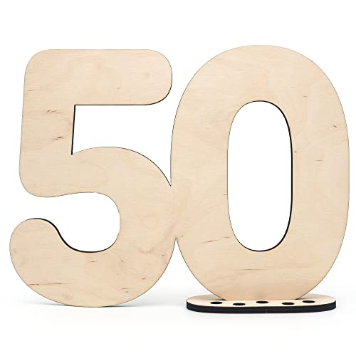HAGEFOL Gästebuch Holz Deko Schild Zahl 50 - zum selbst beschriften als Geschenk mit Ständer und Geburtstagskerzenhalter - für 50 Geburtstag Deko, 50 Jahre Jubiläum oder Hochzeit HAGEFOL Gästebuch Holz Deko Schild Zahl 50 - zum selbst beschriften als Geschenk mit Ständer und Geburtstagskerzenhalter - für 50 Geburtstag Deko, 50 Jahre Jubiläum oder Hochzeit von HAGEFOL