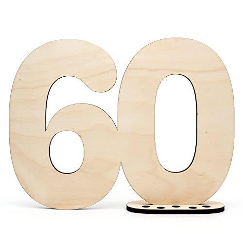 HAGEFOL Gästebuch Holz Deko Schild Zahl 60 - zum selbst beschriften als Geschenk mit Ständer und Geburtstagskerzenhalter - für 60 Geburtstag Deko, 60 Jahre Jubiläum oder Hochzeit HAGEFOL Gästebuch Holz Deko Schild Zahl 60 - zum selbst beschriften als Geschenk mit Ständer und Geburtstagskerzenhalter - für 60 Geburtstag Deko, 60 Jahre Jubiläum oder Hochzeit von HAGEFOL