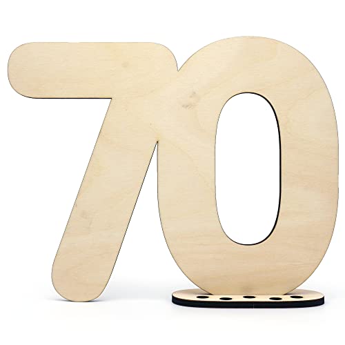 HAGEFOL Gästebuch Holz Deko Schild Zahl 70 - zum selbst beschriften als Geschenk mit Ständer und Geburtstagskerzenhalter - für 70 Geburtstag Deko, 70 Jahre Jubiläum oder Hochzeit HAGEFOL Gästebuch Holz Deko Schild Zahl 70 - zum selbst beschriften als Geschenk mit Ständer und Geburtstagskerzenhalter - für 70 Geburtstag Deko, 70 Jahre Jubiläum oder Hochzeit von HAGEFOL