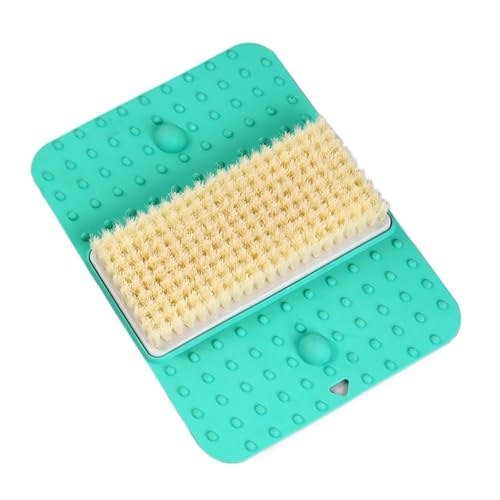 HAGJII 2 In 1 Silikon Fußschrubber Matte Anti-ErmüDungs-Design Massage-Pad Fußbürste Dusche Mit Rutschfesten Saugnäpfen Fördert Die Durchblutung Reinigungs-Pad(Green Soft Brush) von HAGJII