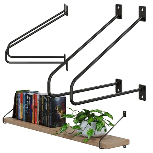 DIY 2er Set Wandregalhalter Anthrazit 200mm Winkel Auflage Filigran Konsole Träger Metall von HAGO