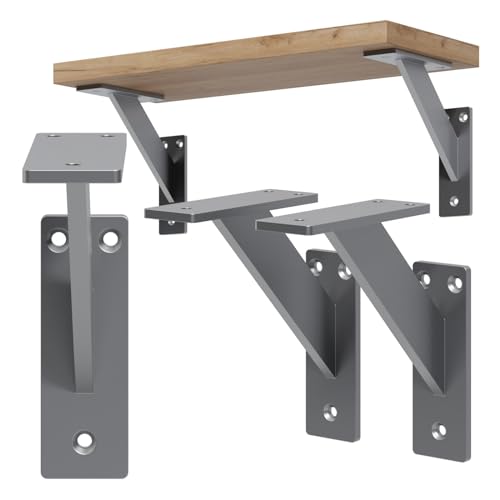 DIY 2er Set Wandregalhalter Silber 12x12cm Winkel Auflage Konsole Träger Metall einstrebig von HAGO