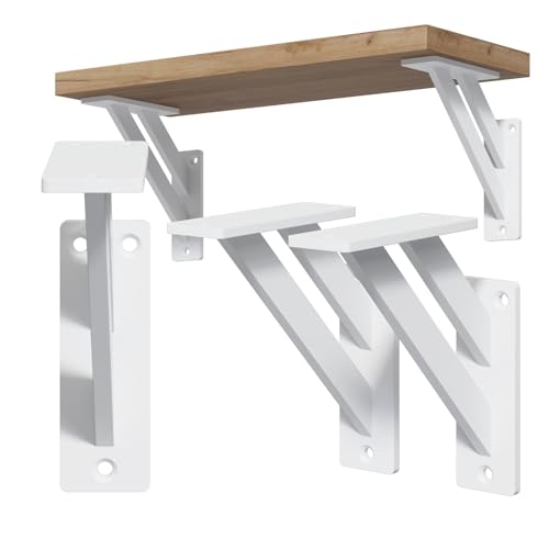 DIY 2er Set Wandregalhalter Weiß 12x12cm Winkel Auflage Konsole Träger Metall zweistrebig von HAGO