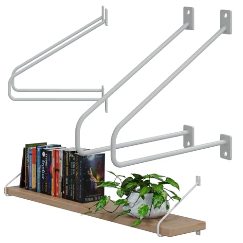 DIY 2er Set Wandregalhalter Weiß 250mm Winkel Auflage Filigran Konsole Träger Metall von HAGO