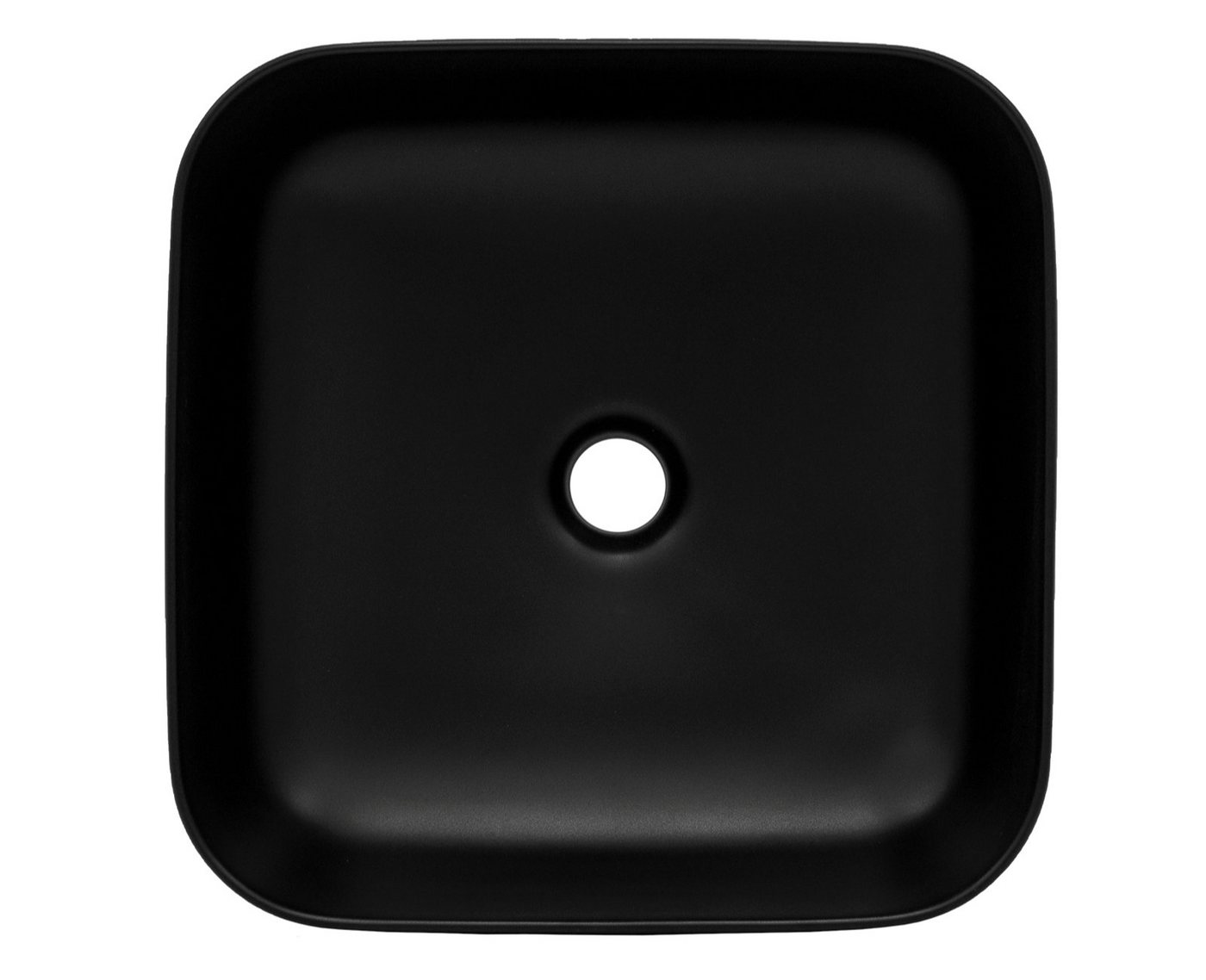 HAGO Aufsatzwaschbecken Keramik Waschbecken quadratisch abgerundet 385x385x140 schwarz matt von HAGO