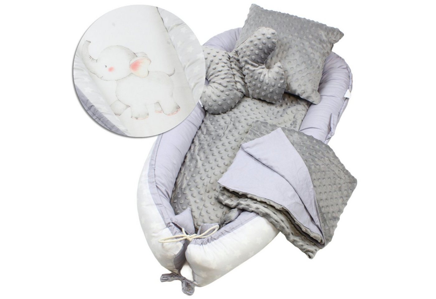 HAGO Babybett 5 teiliges Babynest Nestchen Kokon Reisebett Kuschelnest Matratze von HAGO