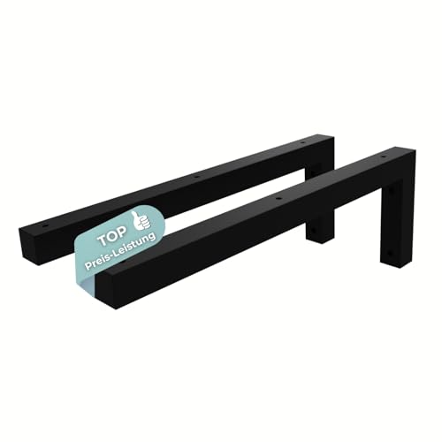 HAGO24 Wandhalterung Regal 2er Set in schwarz I 450x150mm I hochwertige DIY Regalhalterung I Waschtisch Halterung aus Stahl I Wandregal Halterung zur individuellen Gestaltung I robustes L-Winkel Regal von HAGO