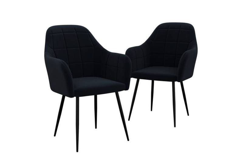 HAGO Esszimmerstuhl HAGO24 Esszimmerstühle Schwarz Sessel 2er Set Polsterstuhl Retro-Desig von Hago
