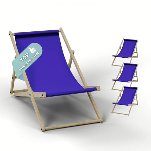 HAGO Liegestuhl Dunkelblau Liege Stuhl Strand Strandliege Sonnenliege Gartenliege Klappstuhl Lounge Chill 4 Stück von HAGO