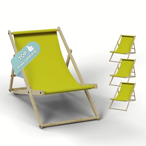 HAGO Liegestuhl Gelb Liege Stuhl Strand Strandliege Sonnenliege Gartenliege Klappstuhl Lounge Chill 4 Stück von HAGO