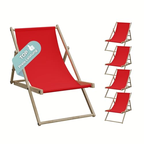 HAGO Liegestuhl Rot Liege Stuhl Strand Strandliege Sonnenliege Gartenliege Klappstuhl Lounge Chill 5 Stück von HAGO