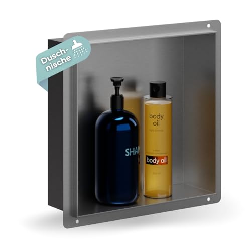 HAGO24 DIY Duschnische 30x30cm I Wandnische Dusche aus Edelstahl I einbaubare Duschablage in silber I rahmenlose Badezimmer Aufbewahrung I Duschnische selber bauen mit 100% Dichtheit von HAGO