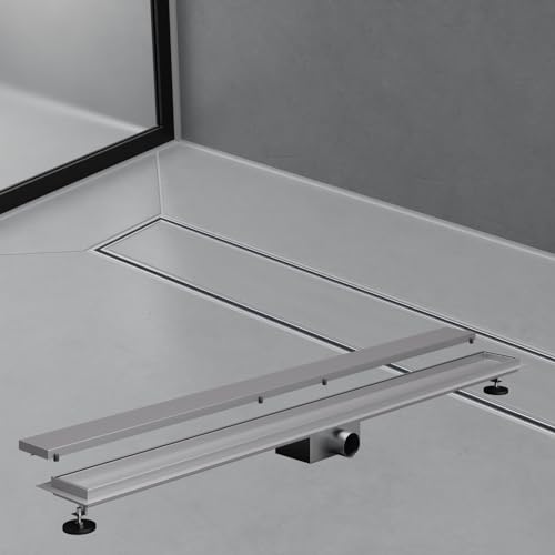 HAGO24 Duschrinne in Silber I 100 cm I 2in1 Bodenablauf Dusche aus Edelstahl I Hochwertige Ablaufrinne Dusche mit Haarsieb I Duschrinne befliesbar & individuell anpassbar I Stilvoller Duschablauf von HAGO