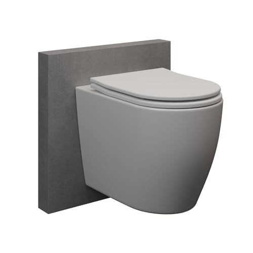 HAGO24 Hänge WC spülrandlos in Weiß I Hochwertige Keramik Toilette mit Nano Lotus Effekt I Stilvolles & spülrandloses WC Becken hängend mit Absenkautomatik I Hygienisches & wassersparendes Wand WC von HAGO