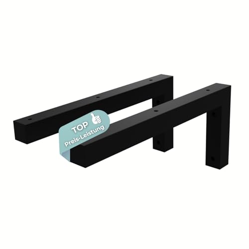 HAGO24 Wandhalterung Regal 2er Set in schwarz I 350x150mm I hochwertige DIY Regalhalterung I Waschtisch Halterung aus Stahl I Wandregal Halterung zur individuellen Gestaltung I robustes L-Winkel Regal von HAGO