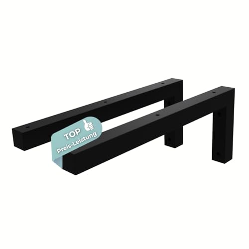 HAGO24 Wandhalterung Regal 2er Set in schwarz I 400x150mm I hochwertige DIY Regalhalterung I Waschtisch Halterung aus Stahl I Wandregal Halterung zur individuellen Gestaltung I robustes L-Winkel Regal von HAGO